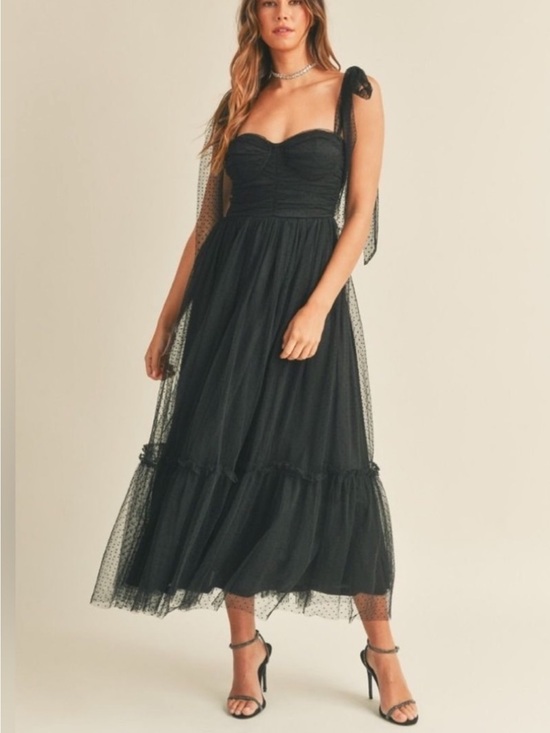 Petal & Pup Dresses & Skirts - Small Petal & Pup Floret Midi Dress in Black Polka Dot